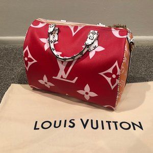 LV Louis Vuitton Rouge Red/ Pink Monogram Giant Monogram Speedy Bandoulie